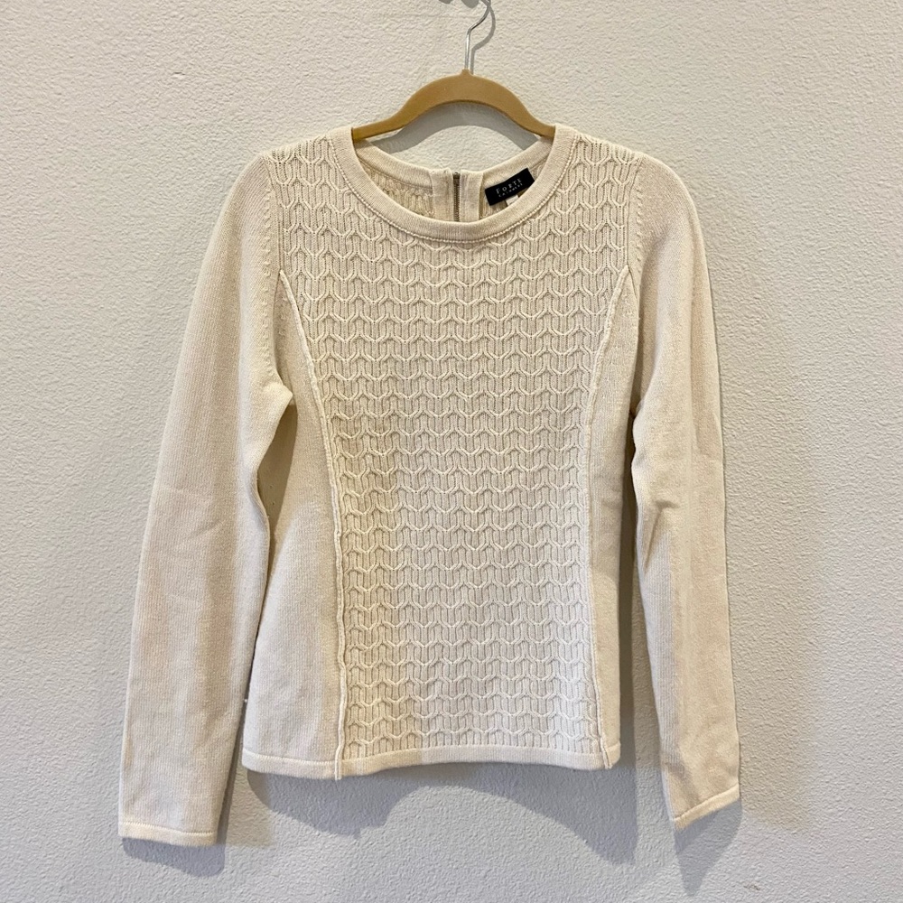 Forte Cashmere Cream Crew Neck Sweater